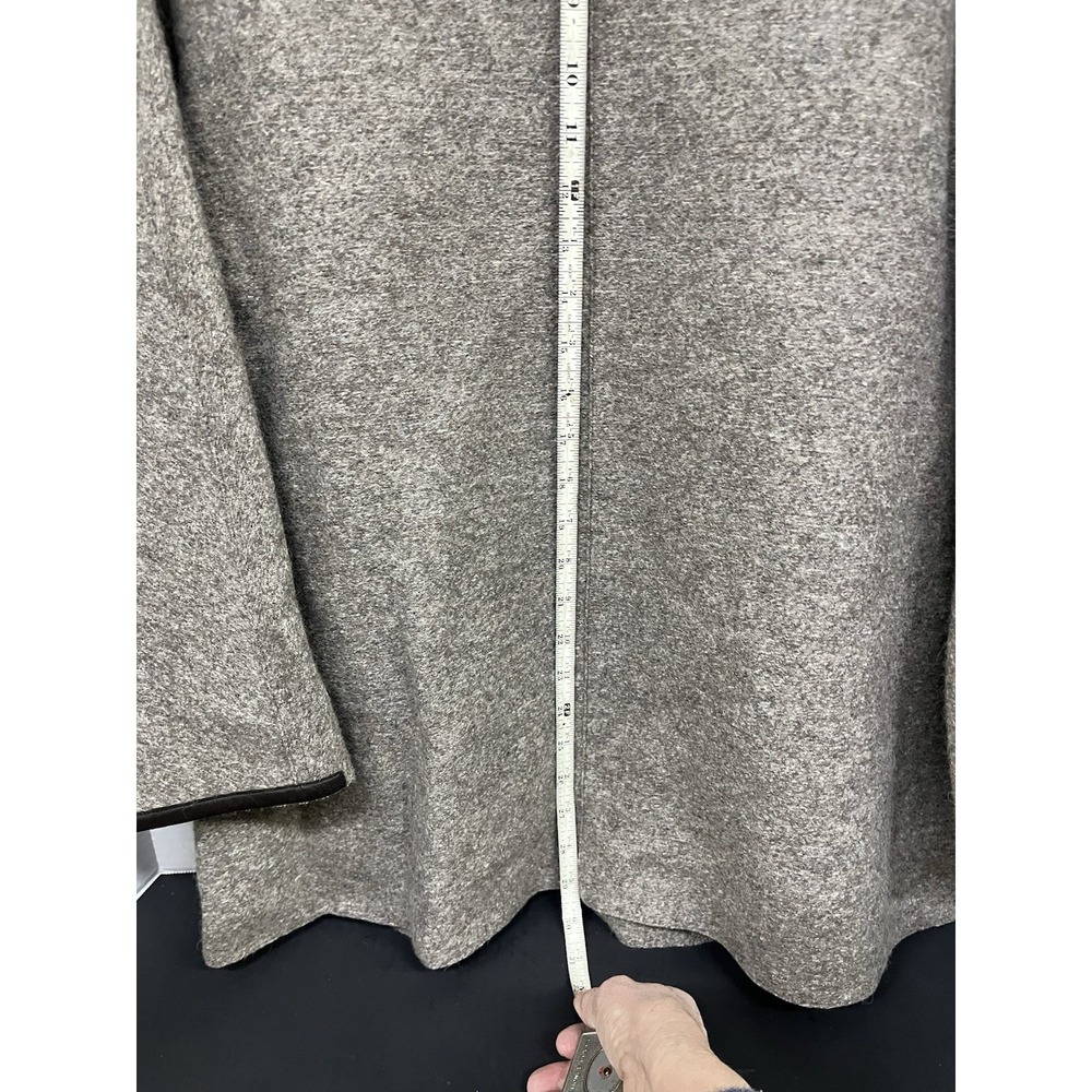 Beyond Threads Women's Alpaca Blend Jacket M Grey Zip Leather Trim Boho Coat - Picture 7 of 10